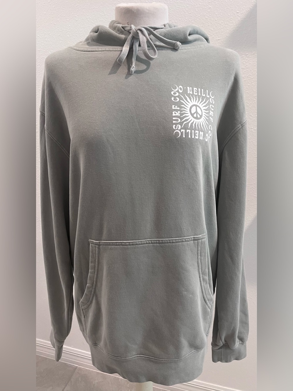 O'Neill Men's Sage Green Crewneck Pullover with White Chest Graphic
